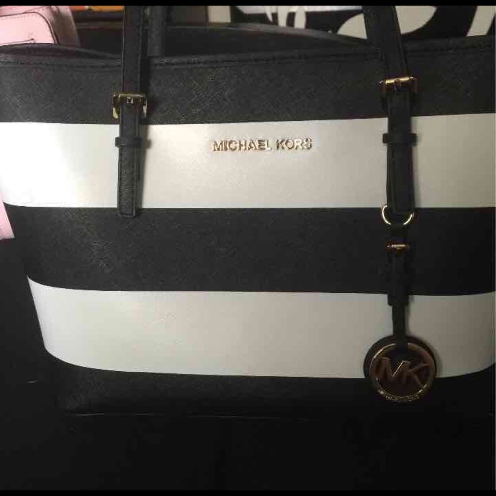 Striped small Kors tote